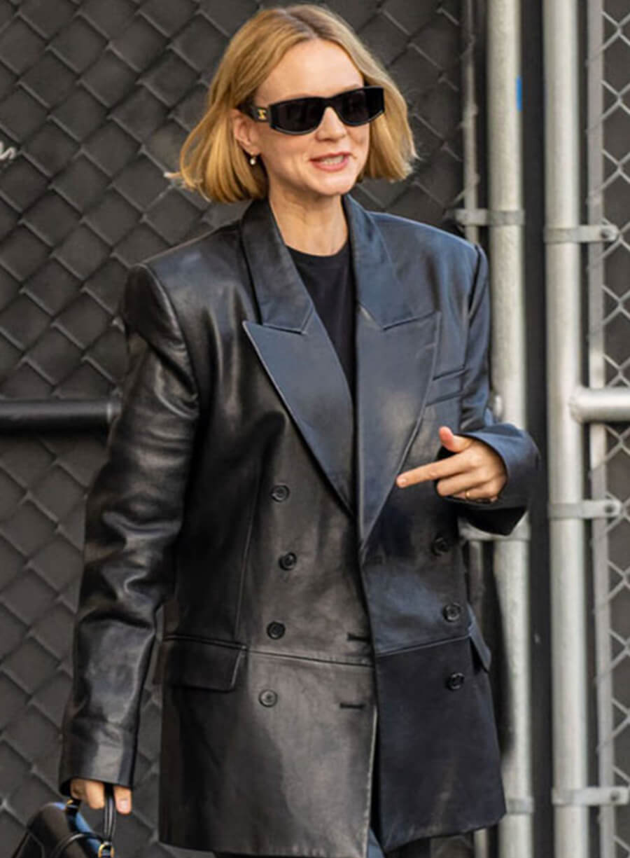 Harpoon Carey Mulligan Trench Inspired Black Real Leather Coat