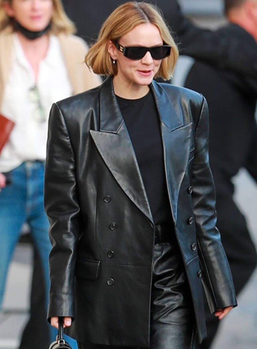 Harpoon Carey Mulligan Trench Inspired Black Real Leather Coat