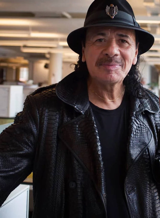 Harpoon Carlos Santana Inspired Black Real Leather Leather Jacket