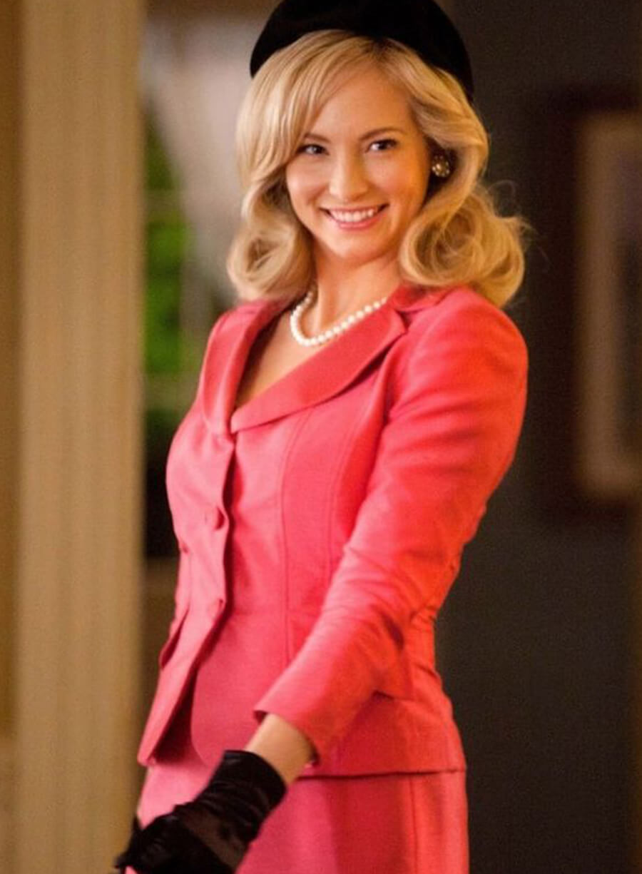 Harpoon Caroline Forbes Inspired Pink Leather Jacket - The Vampire Diaries Style