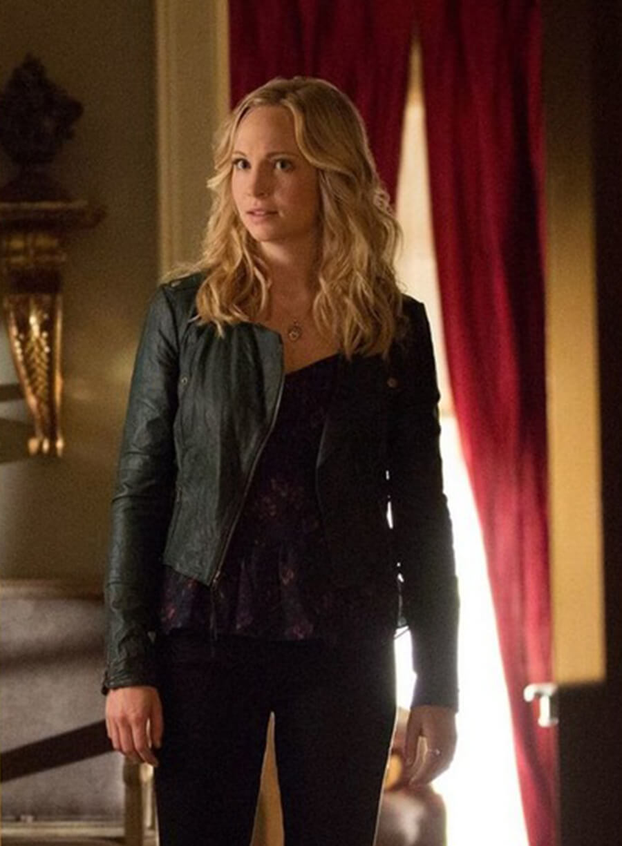 Harpoon Caroline Forbes Inspired Black Biker Jacket - The Vampire Diaries S04 Style