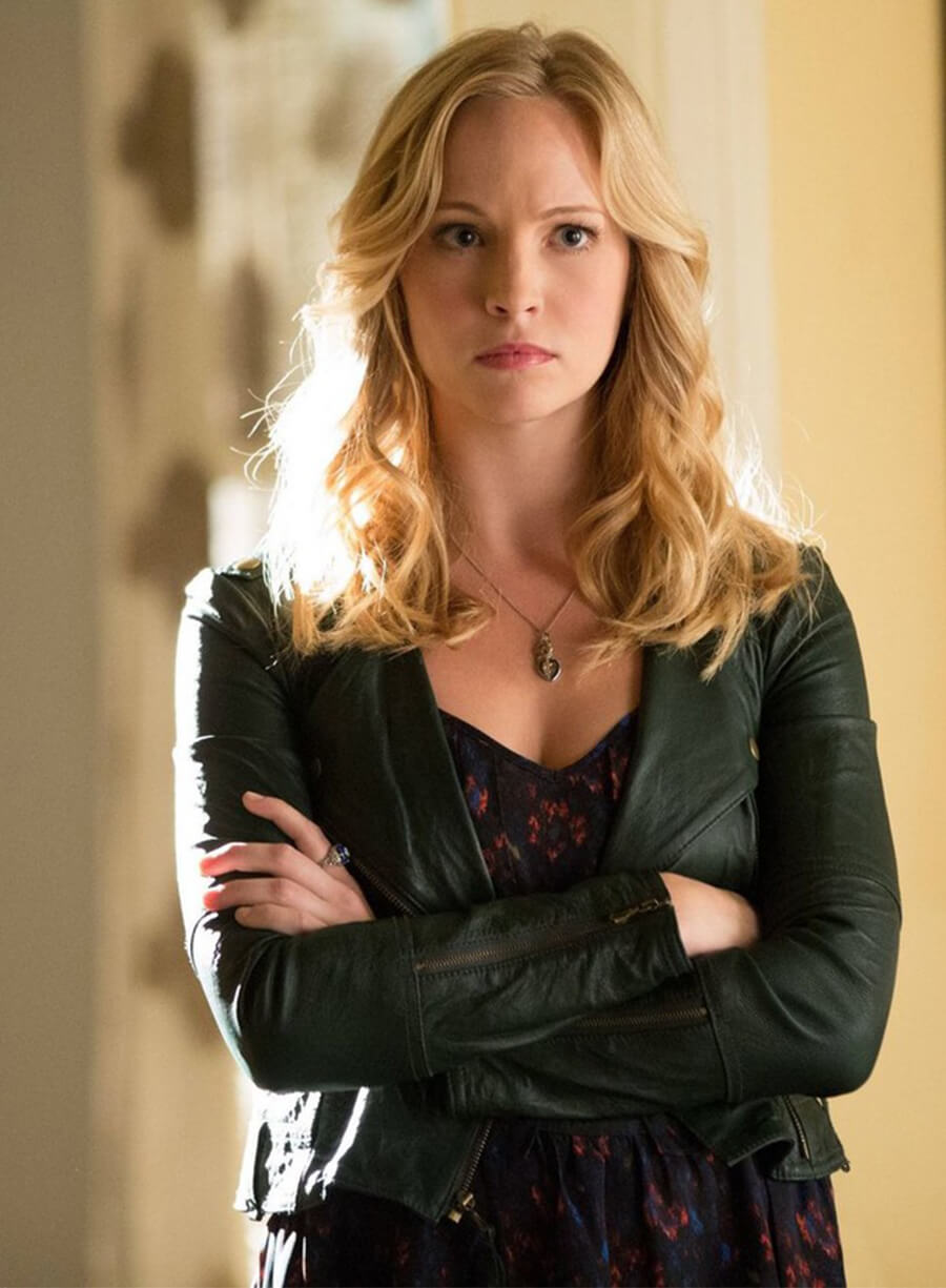 Harpoon Caroline Forbes Inspired Black Biker Jacket - The Vampire Diaries S04 Style
