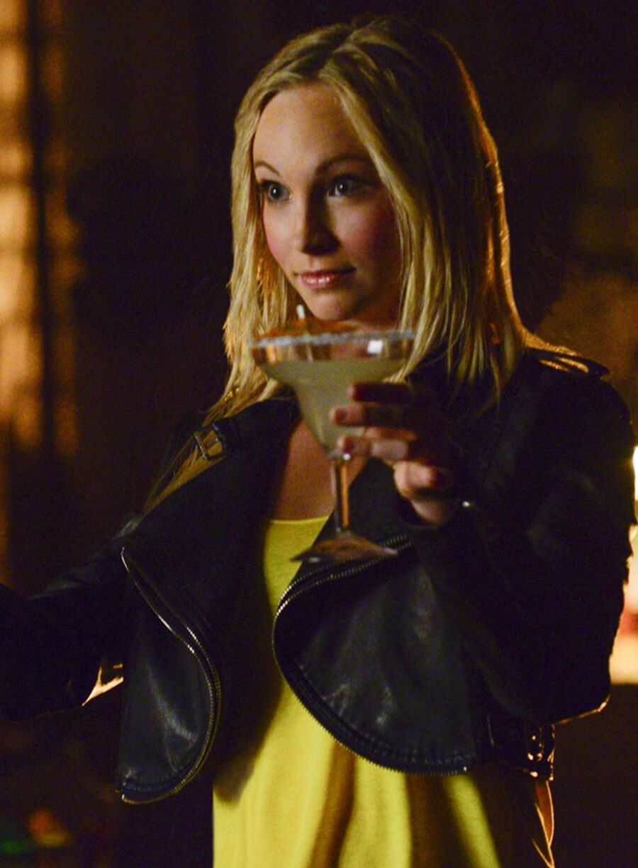 Harpoon Caroline Forbes Inspired Black Biker Jacket - The Vampire Diaries S06 Style