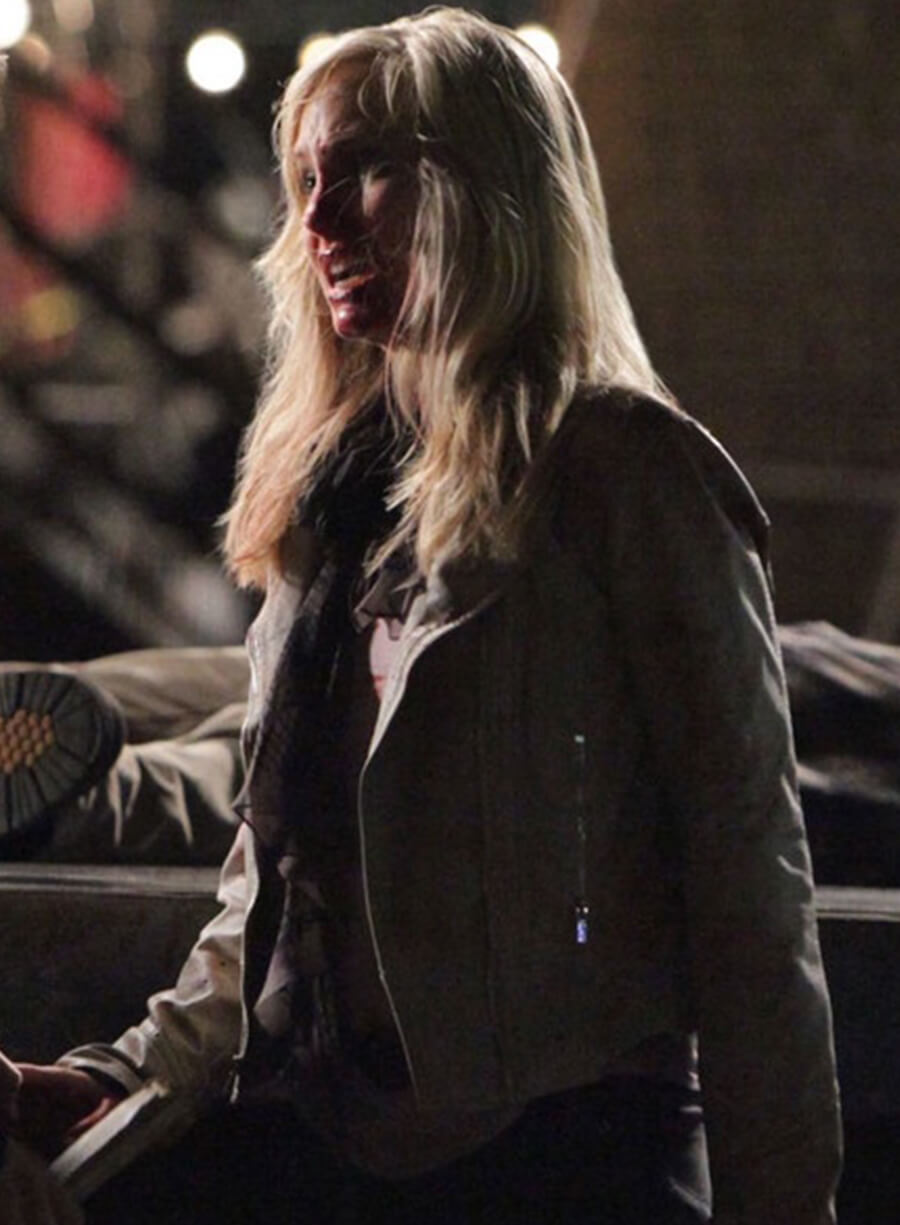 Harpoon Caroline Forbes Inspired White Biker Jacket - The Vampire Diaries Style