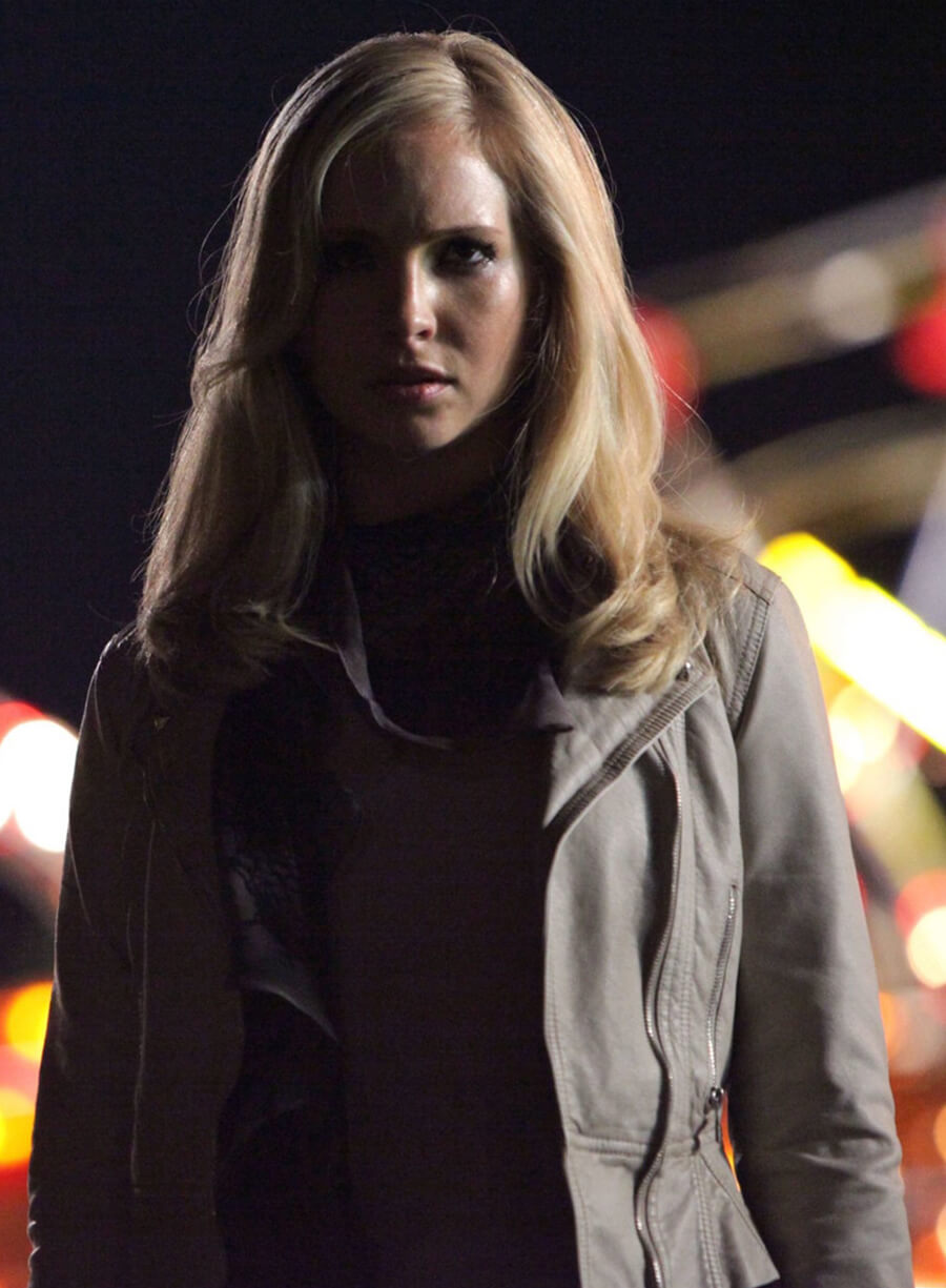 Harpoon Caroline Forbes Inspired White Biker Jacket - The Vampire Diaries Style