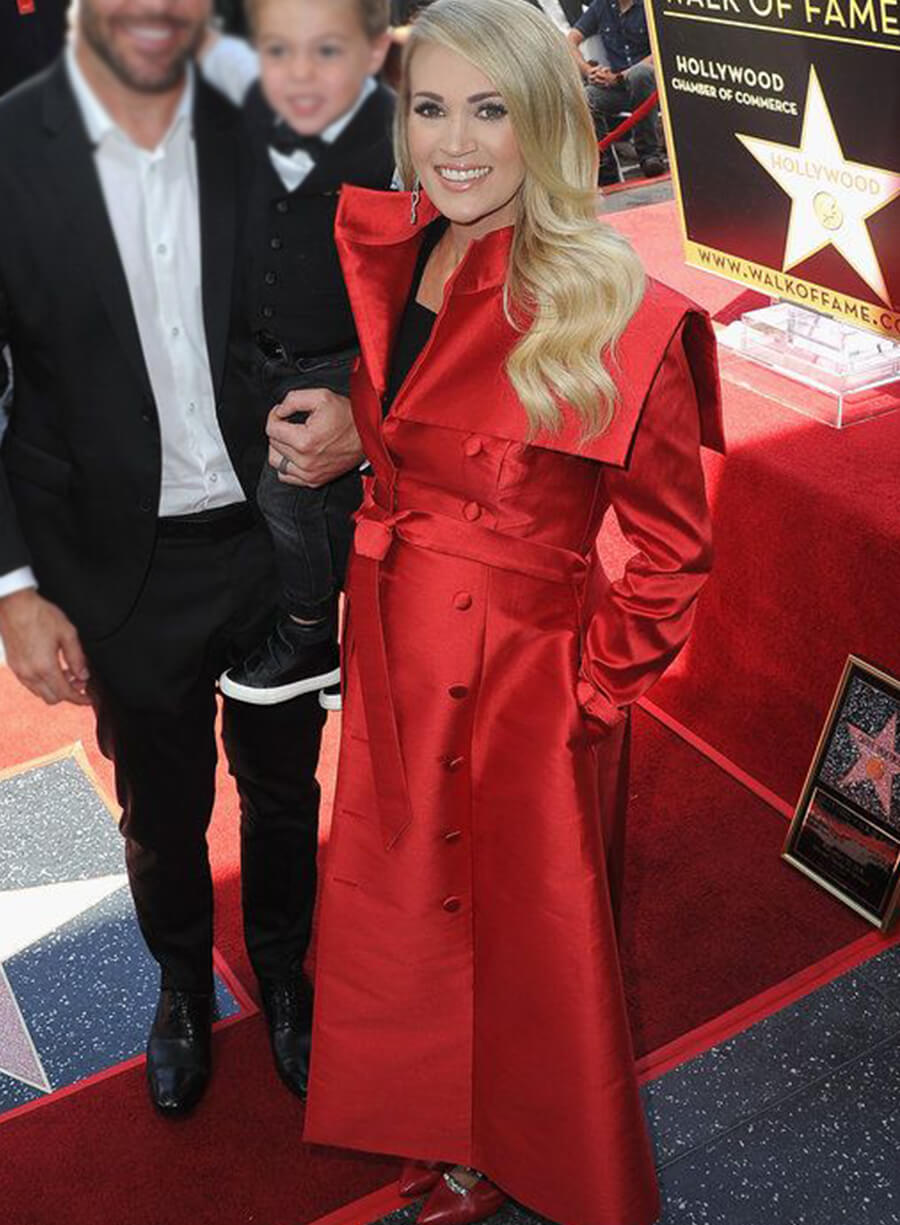 Harpoon Carrie Underwood Inspired Red Coat - Walk of Fame Style