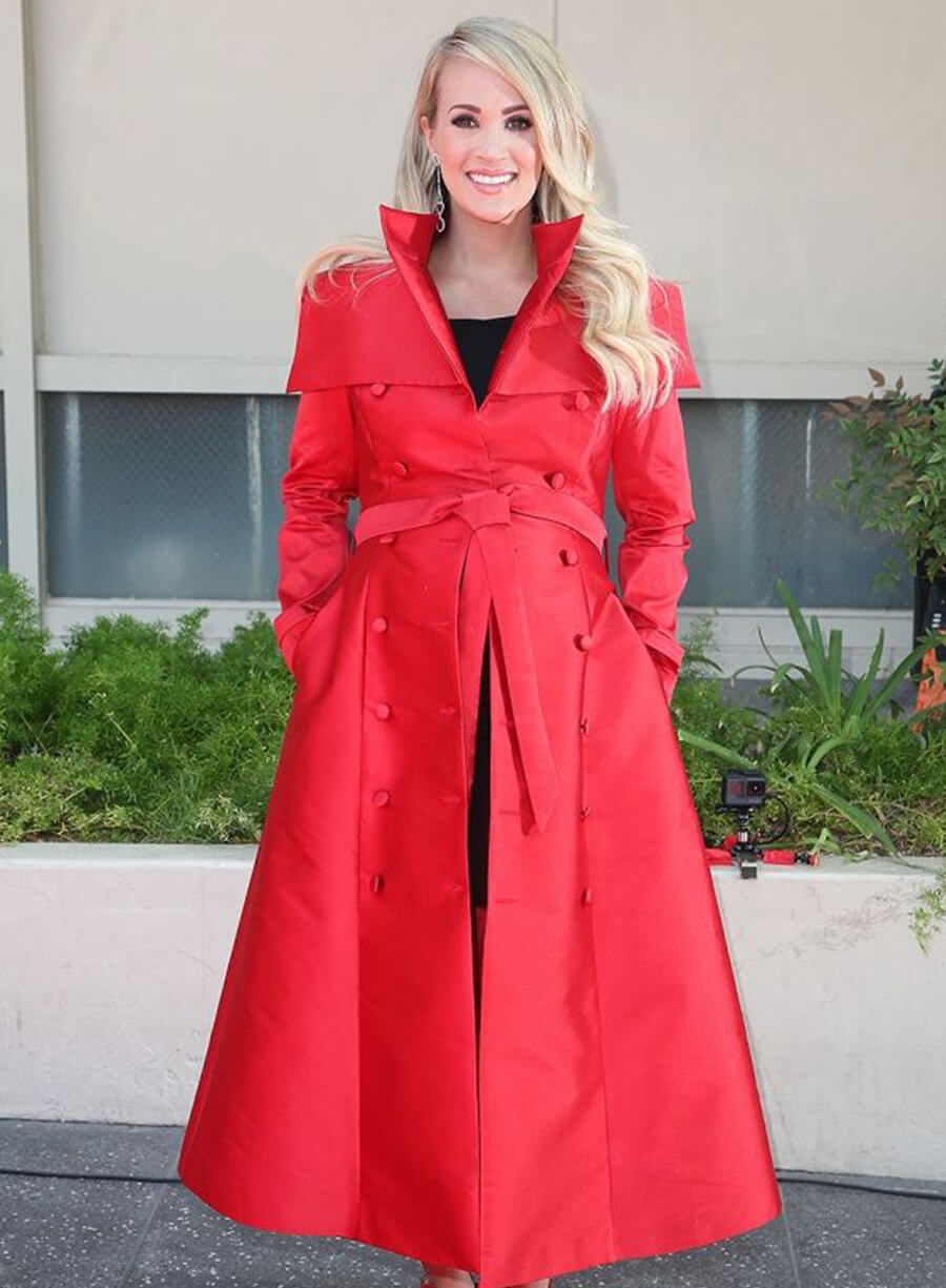 Harpoon Carrie Underwood Inspired Red Coat - Walk of Fame Style
