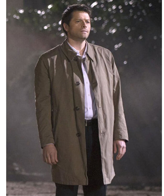 Harpoon Castiel Inspired light Brown Cotton Fabric Coat - Supernatural Tv Series Style