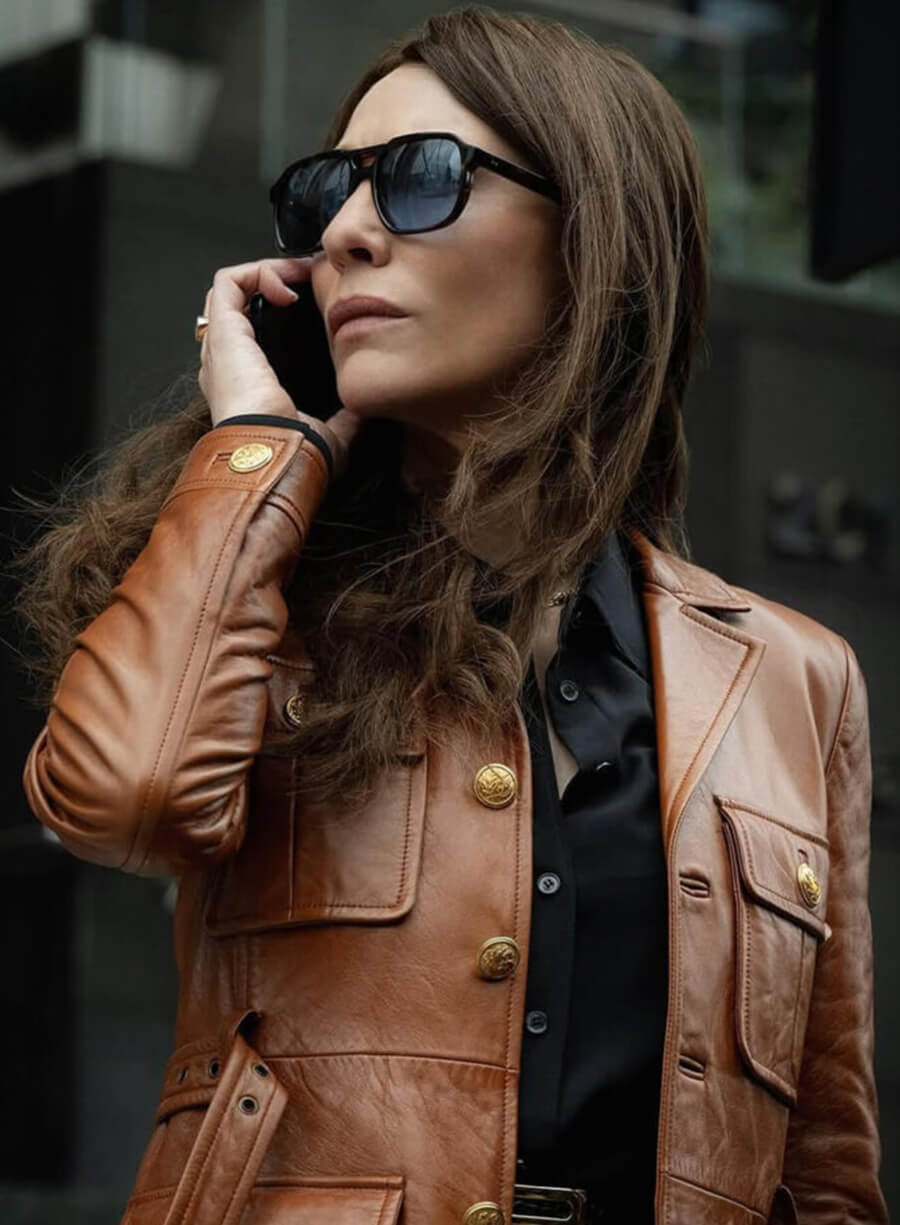 Harpoon Kathryn St. Jean Inspired Brown Leather Jacket - Black Bag 2025 Style