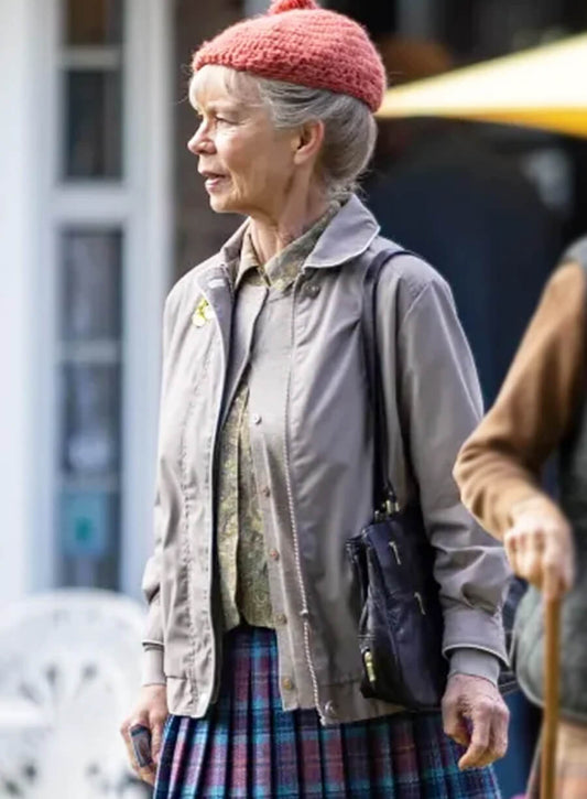 Harpoon Joyce Inspired Grey Leather Jacket - The Thursday Murder Club Style