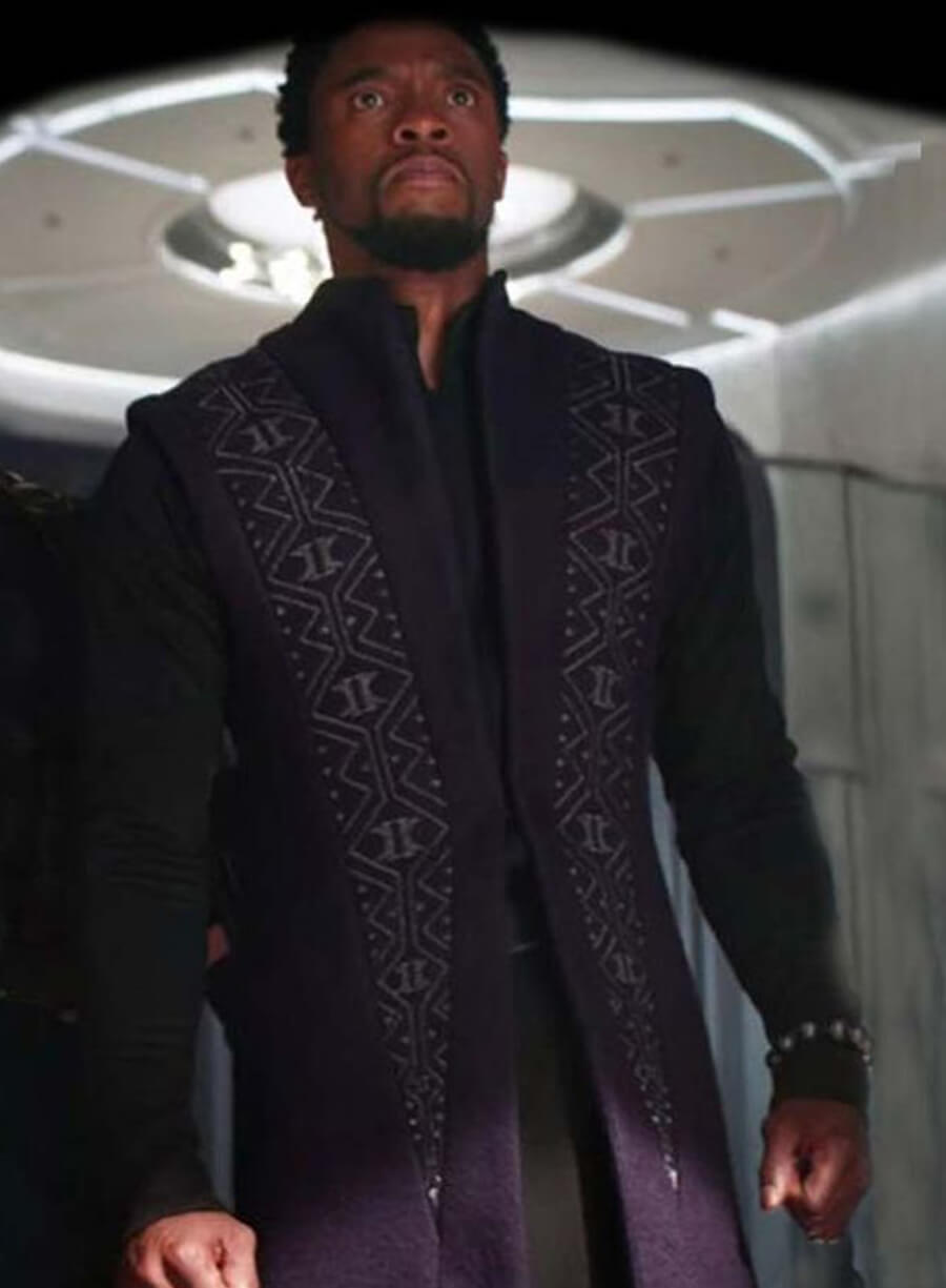 Harpoon T'Challa Inspired Purple Wool Fabric Coat - Black Panther Style