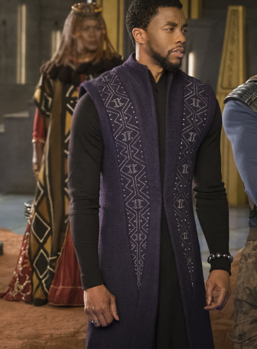 Harpoon T'Challa Inspired Purple Wool Fabric Coat - Black Panther Style
