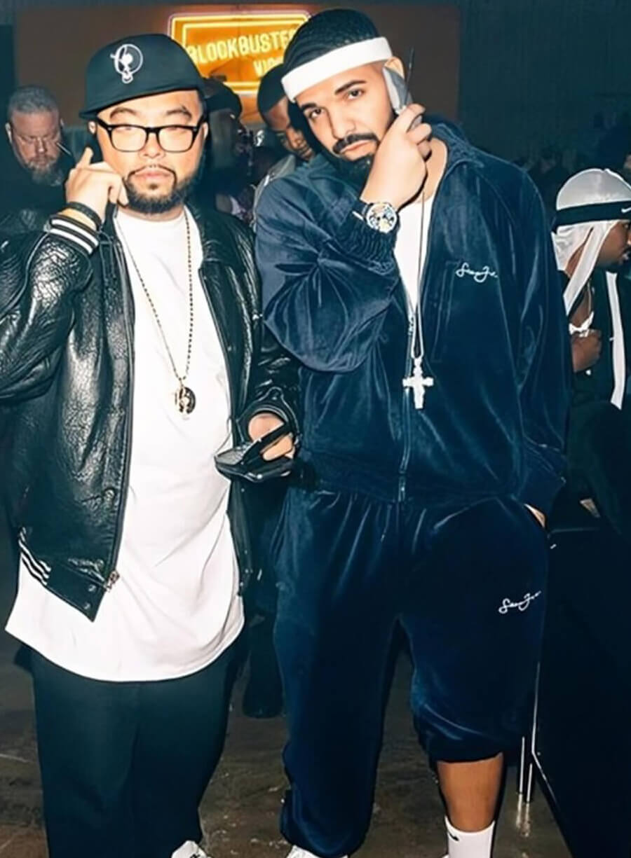 Harpoon Champagne Papi Drake Velvet Tracksuit Inspired Blue Leather Jacket