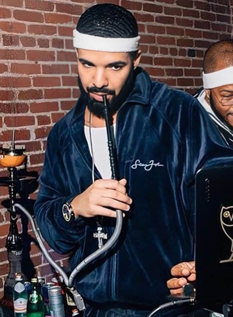 Harpoon Champagne Papi Drake Velvet Tracksuit Inspired Blue Leather Jacket