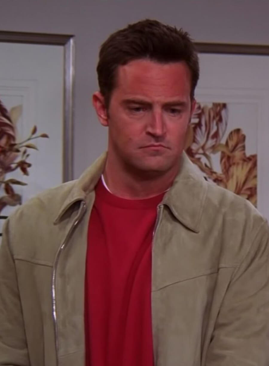Harpoon Chandler Bing Inspired Beige Suede Leather Leather Jacket - Friends Style