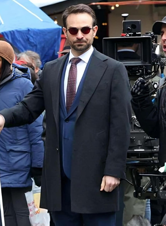Harpoon Matt Murdock DareDevil Inspired Black Wool Fabric Coat - Daredevil Born Again Style