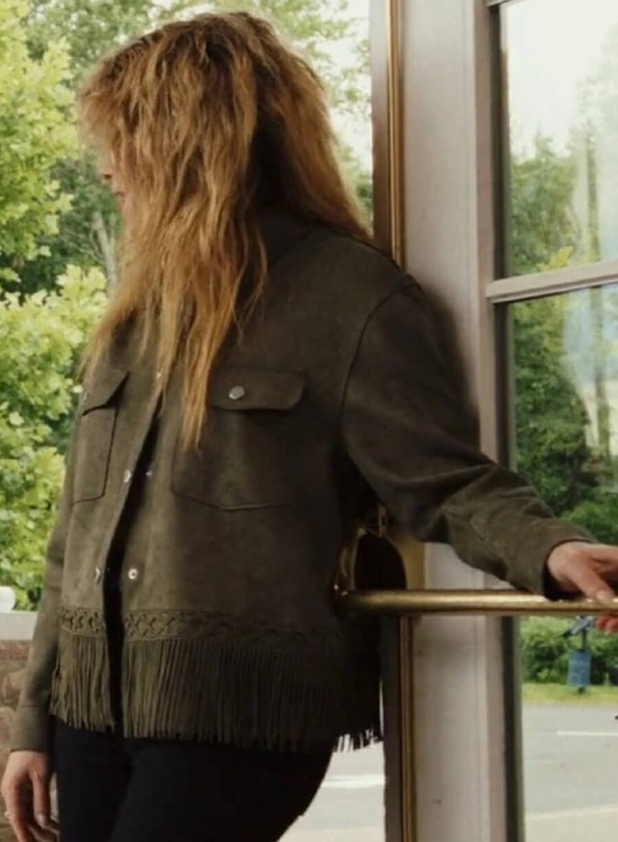 Harpoon Charlie Cale Inspired Green Suede Leather Leather Jacket - Poker Face Style