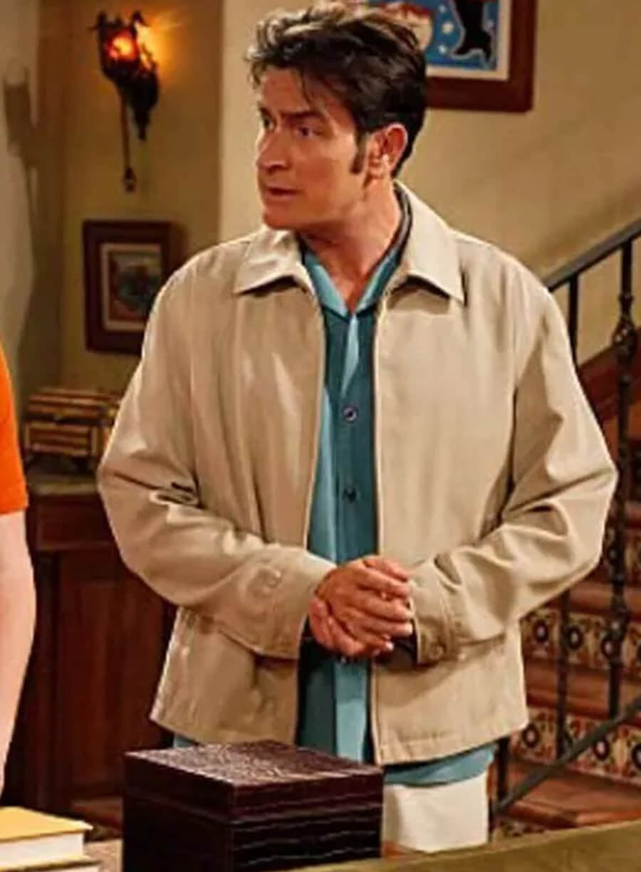 Harpoon Charlie Harper Inspired Off White Leather Jacket - Two and a Half Men Style