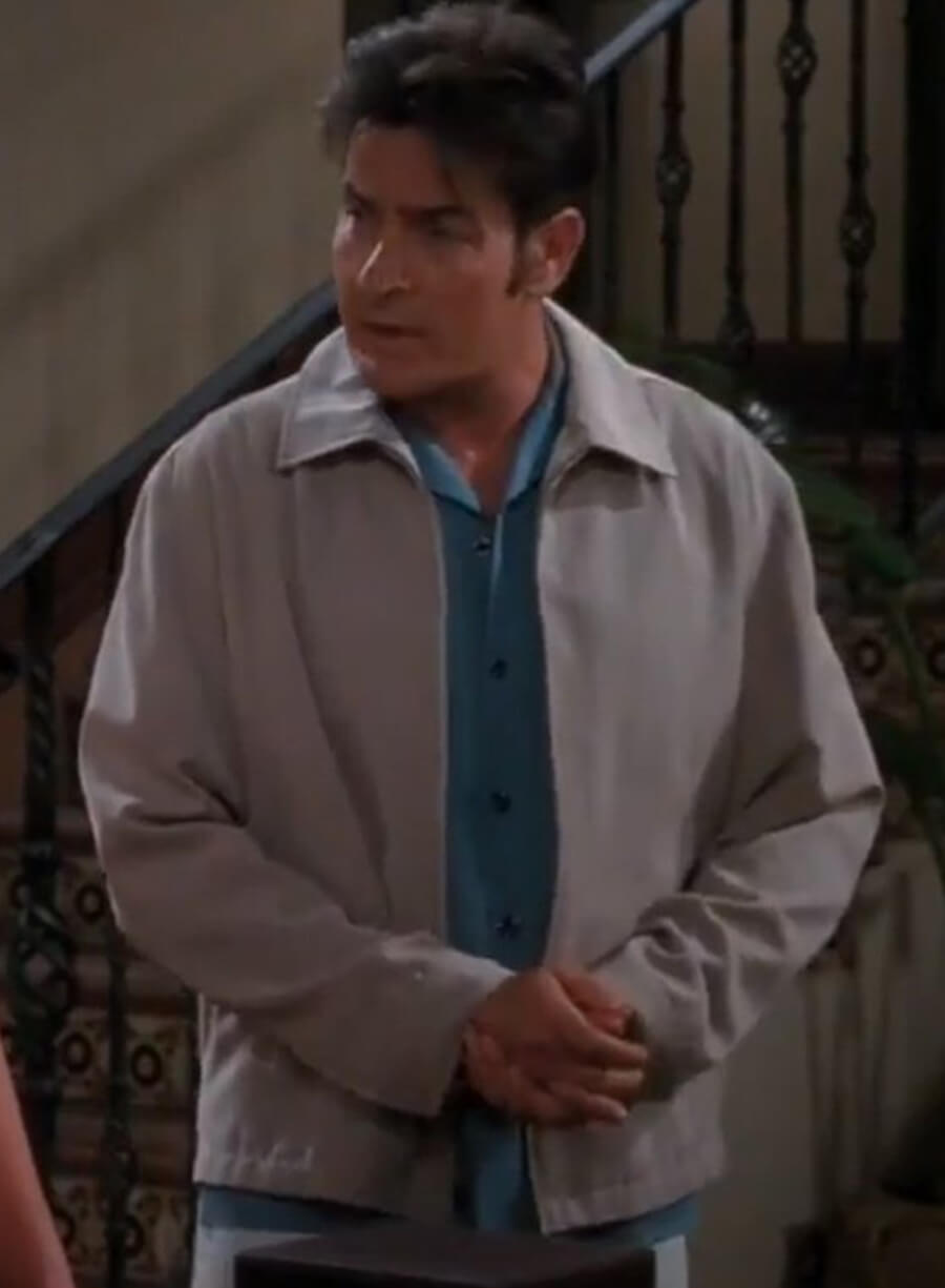 Harpoon Charlie Harper Inspired Off White Leather Jacket - Two and a Half Men Style