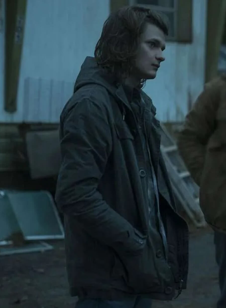 Harpoon Wyatt Langmore Inspired Grey Cotton Fabric Hooded Jacket - Ozark TV Series Style
