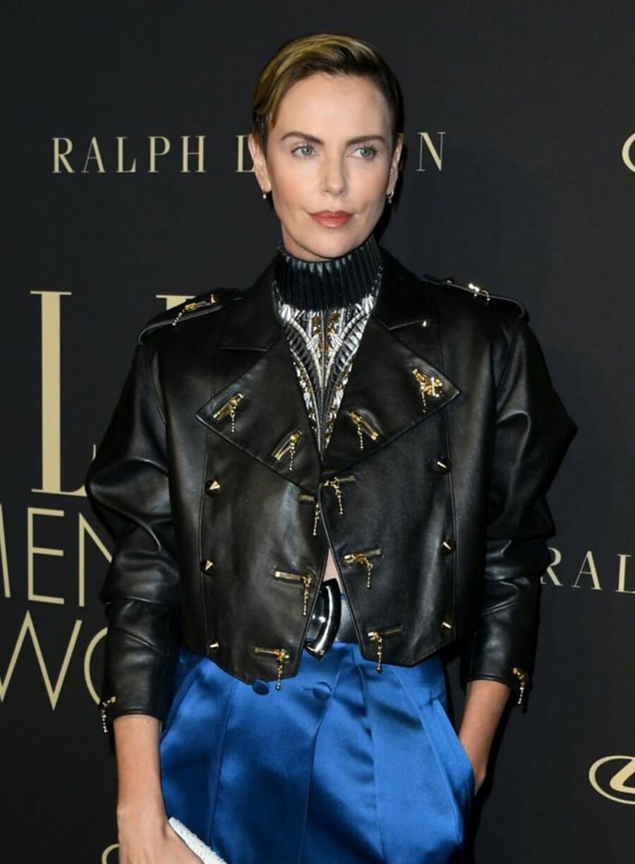 Harpoon Charlize Theron Inspired Black Leather Jacket