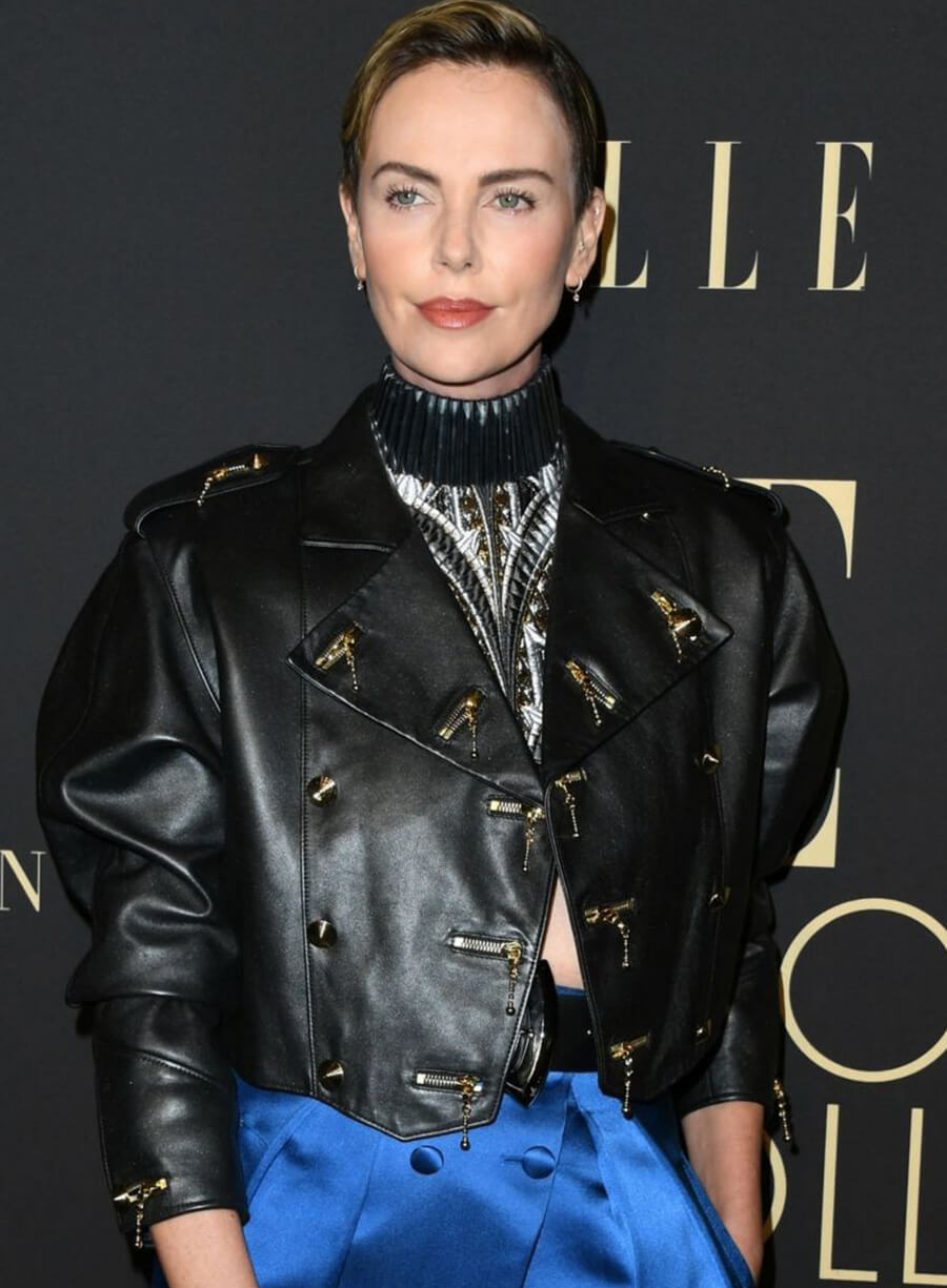 Harpoon Charlize Theron Inspired Black Leather Jacket