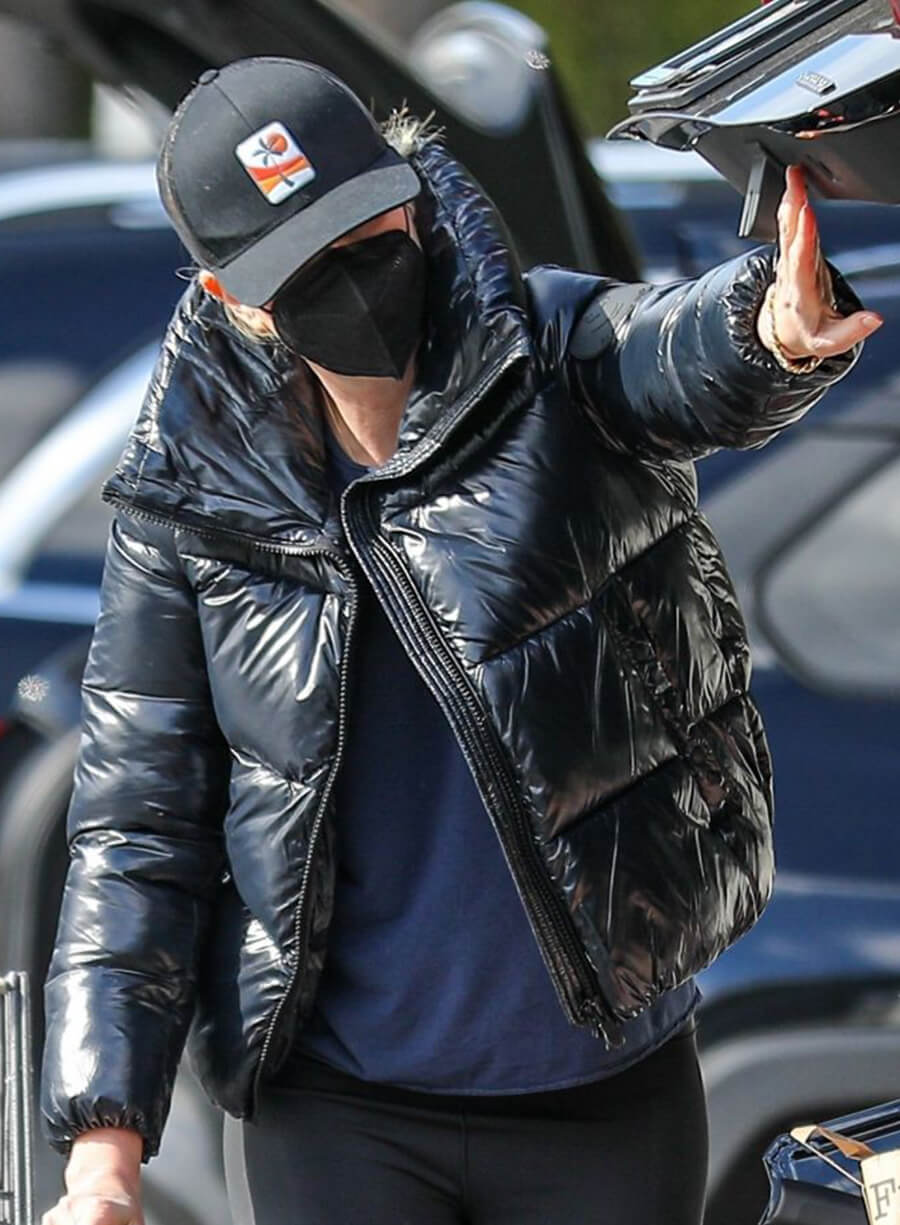 Harpoon Charlize Theron Puffer Inspired Black Leather Jacket
