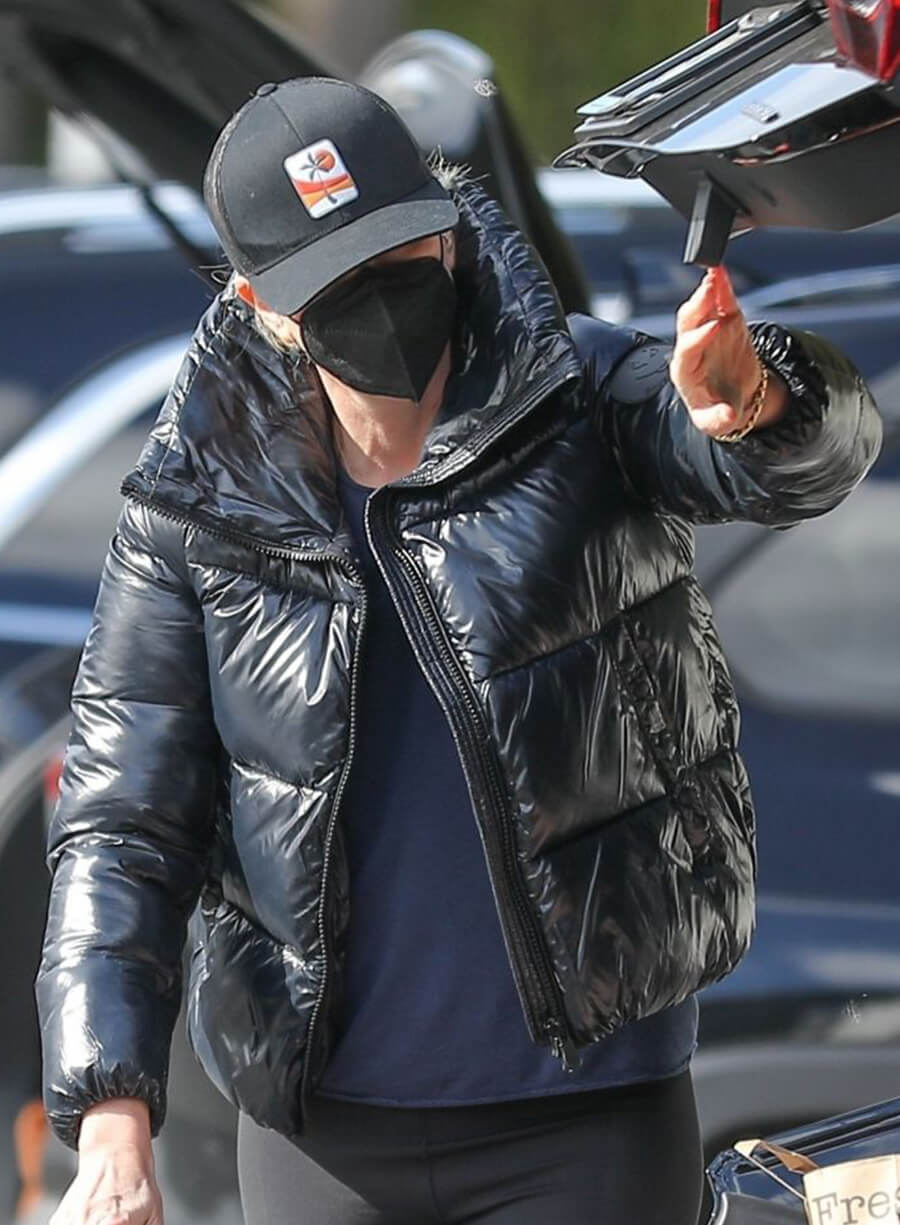 Harpoon Charlize Theron Puffer Inspired Black Leather Jacket