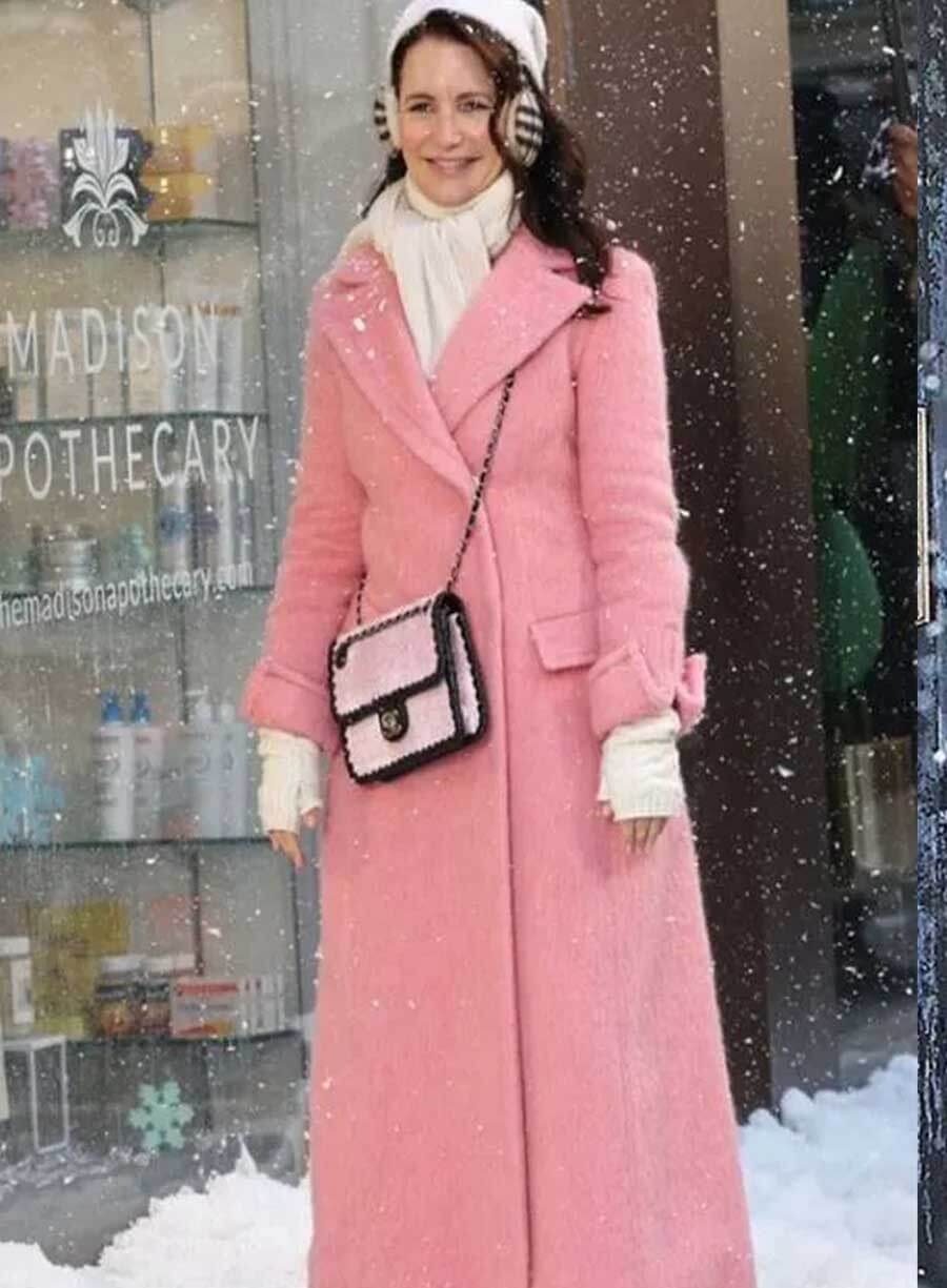 Harpoon Kristin Davis Inspired Pink Wool Fabric Coat - And Just Like That S02 Style