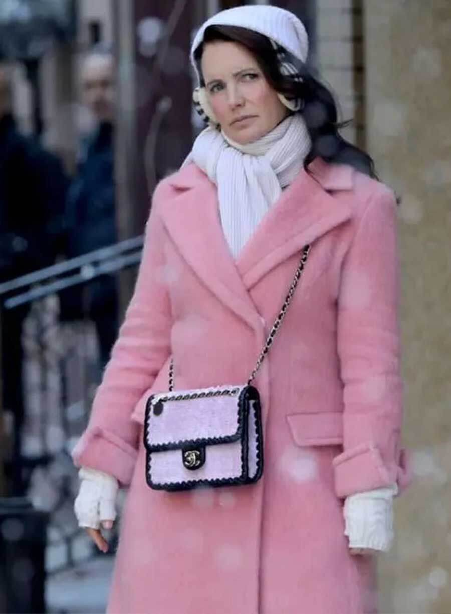 Harpoon Kristin Davis Inspired Pink Wool Fabric Coat - And Just Like That S02 Style