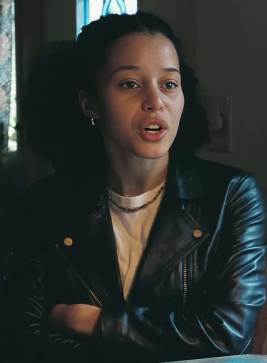 Harpoon Willa Fergusan Inspired Black Leather Jacket - One Battle After Another Style