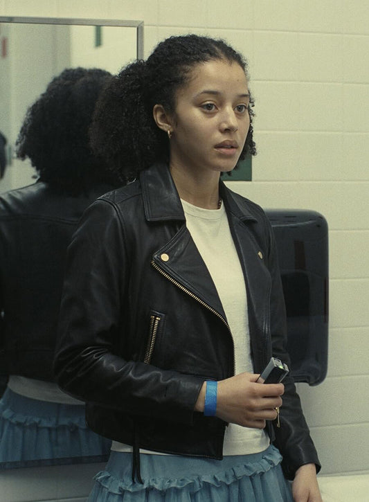 Harpoon Willa Fergusan Inspired Black Leather Jacket - One Battle After Another Style