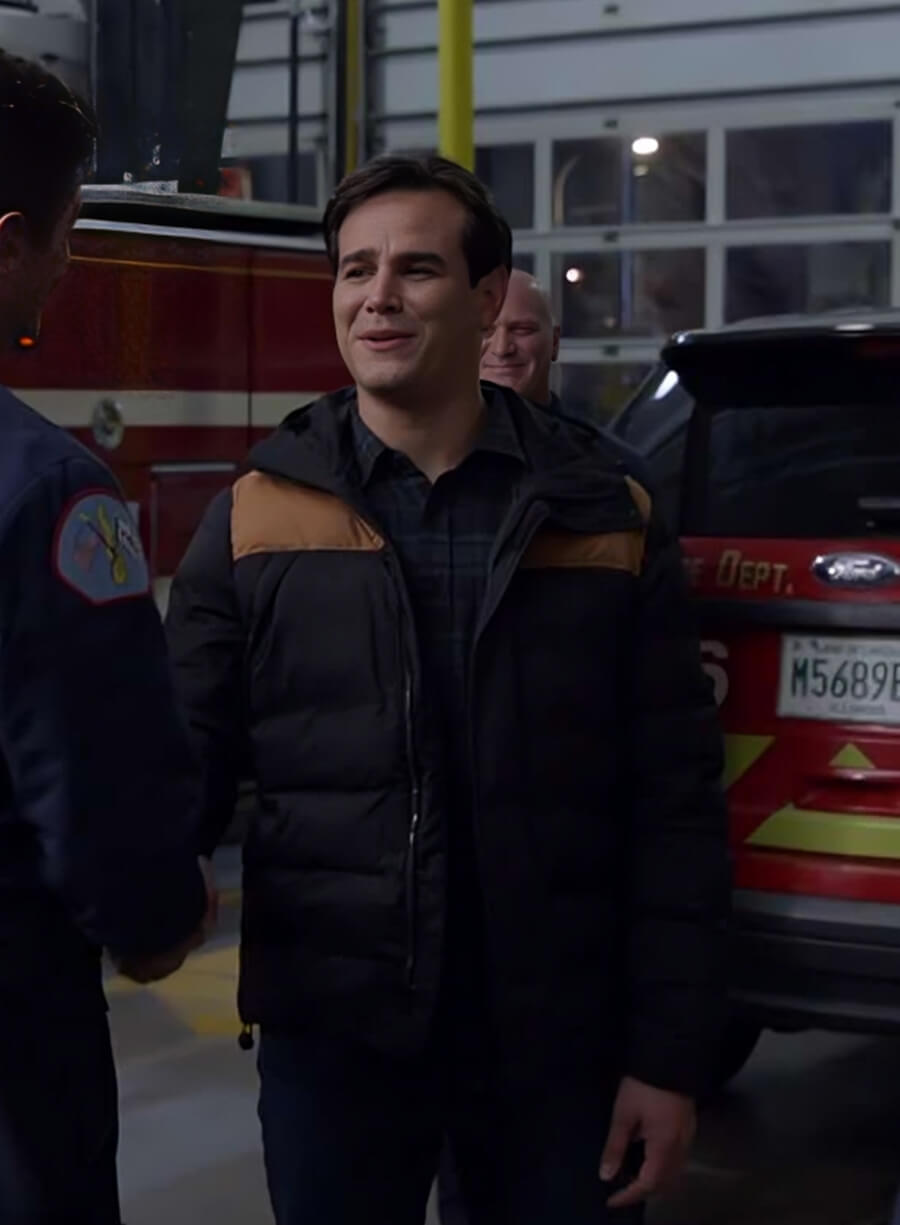 Harpoon Chicago Fire Blake Gallo Puffer Inspired Black Parachute Fabric Hooded Jacket - Alberto Rosende Style