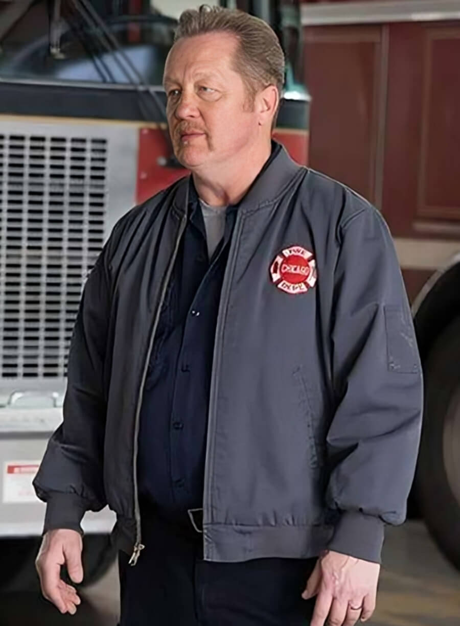 Harpoon Chicago Fire Christian Stolte Inspired Grey Cotton Fabric Bomber Jacket - Hanako Greensmith Style