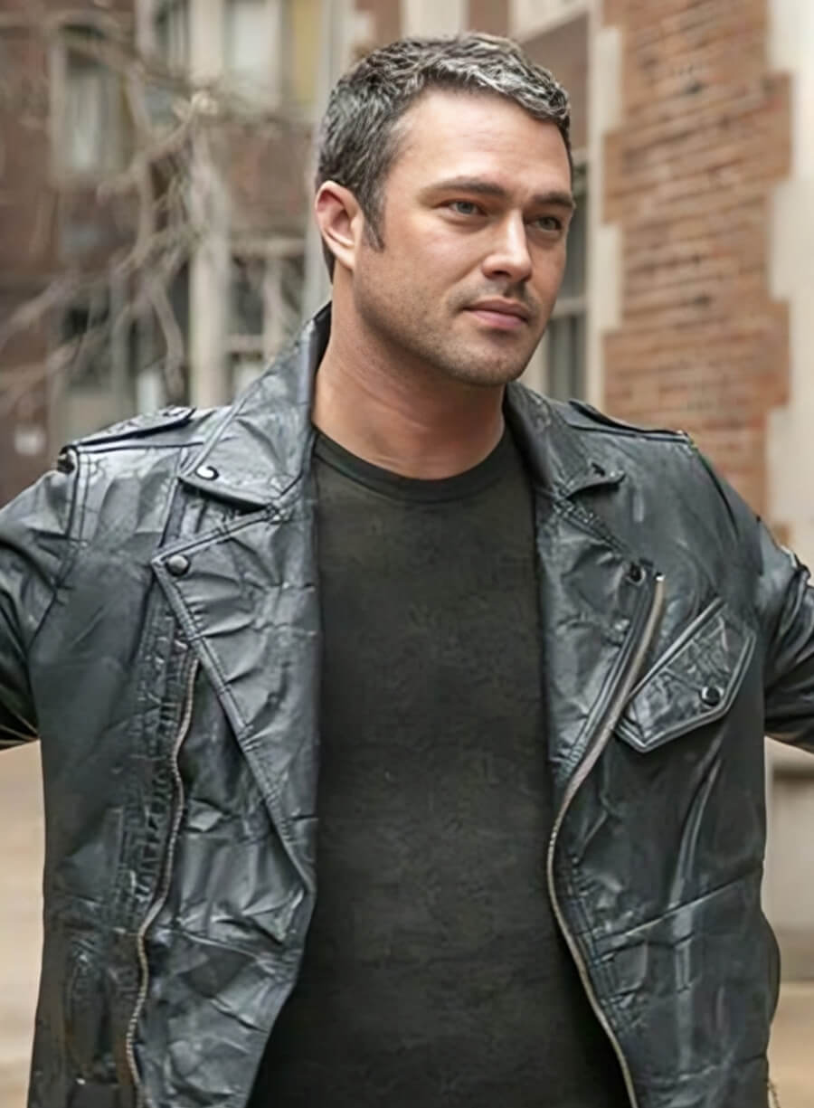 Harpoon Chicago Fire Kelly Severide Inspired Black Real Leather Biker Jacket - Taylor Kinney Style