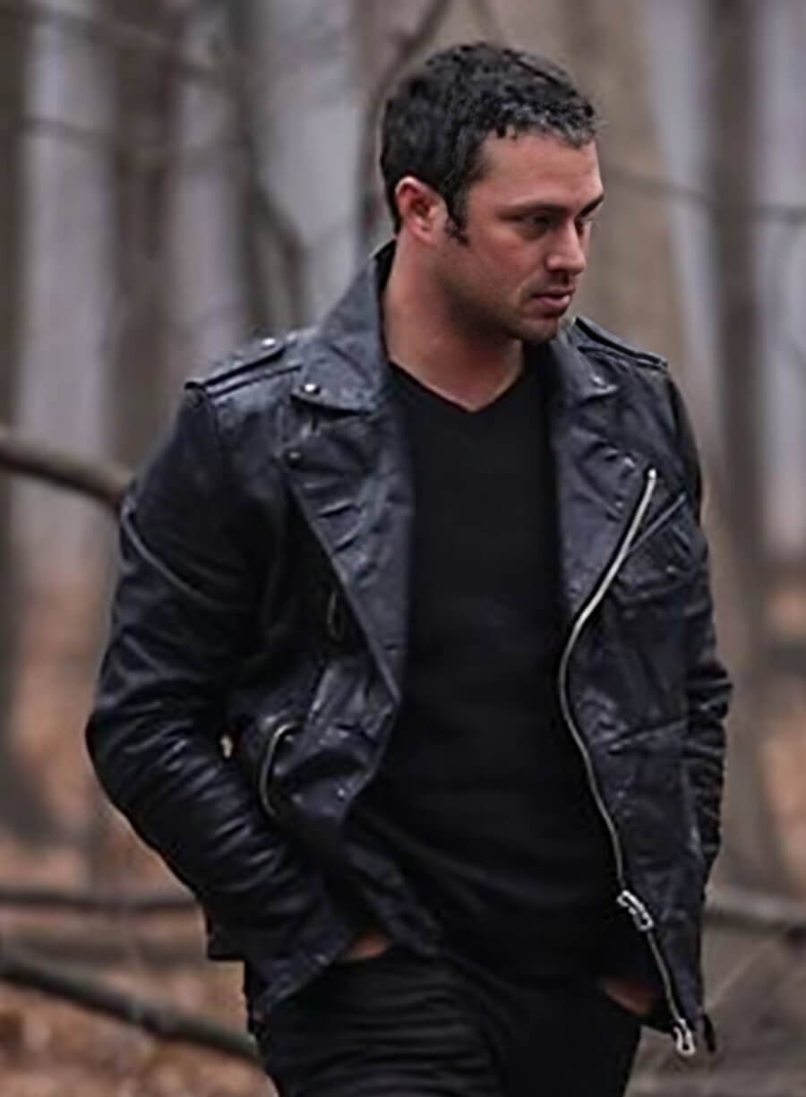 Harpoon Chicago Fire Kelly Severide Inspired Black Real Leather Biker Jacket - Taylor Kinney Style