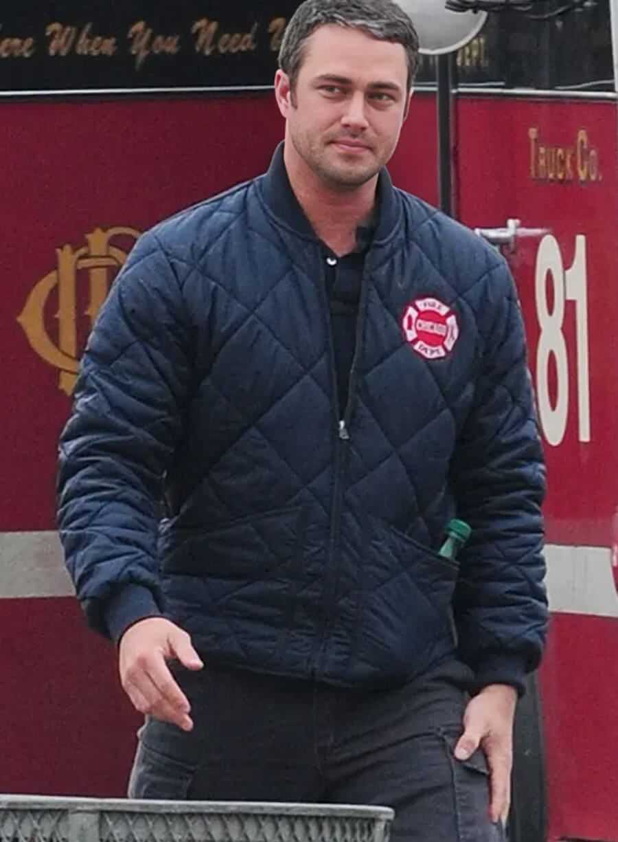 Harpoon P.D. Kelly Inspired Blue Parachute Fabric Leather Jacket - Chicago Fire Style