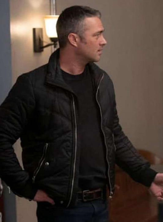 Harpoon Chicago Fire Taylor Kinney Inspired Black Polyester Fabric Bomber Jacket