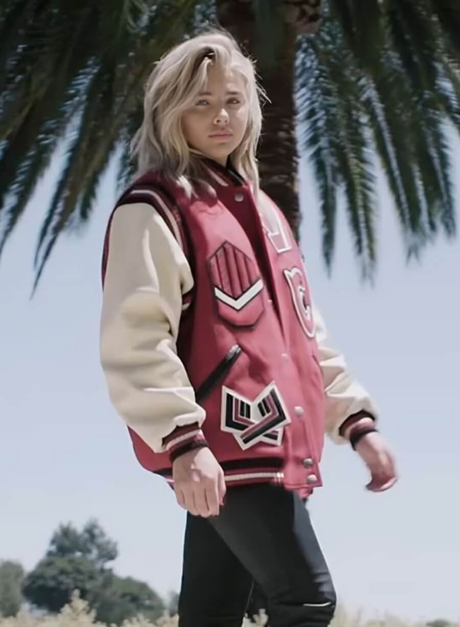 Harpoon Chlo� Grace Moretz Inspired Red and Off White Varsity Jacket