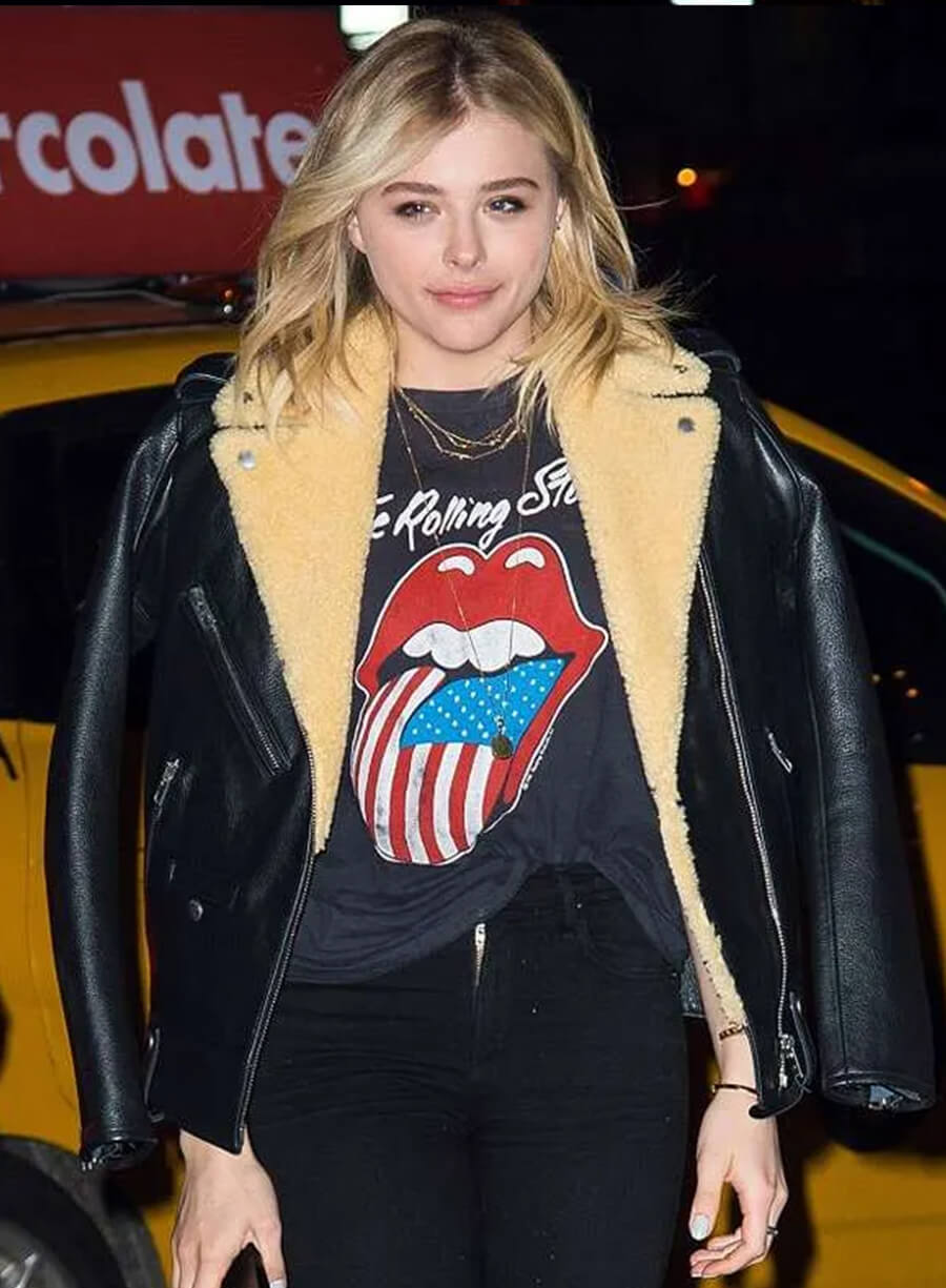 Harpoon Chloe Grace Moretz Inspired Black Leather Jacket - Chloe Grace Moretze Style