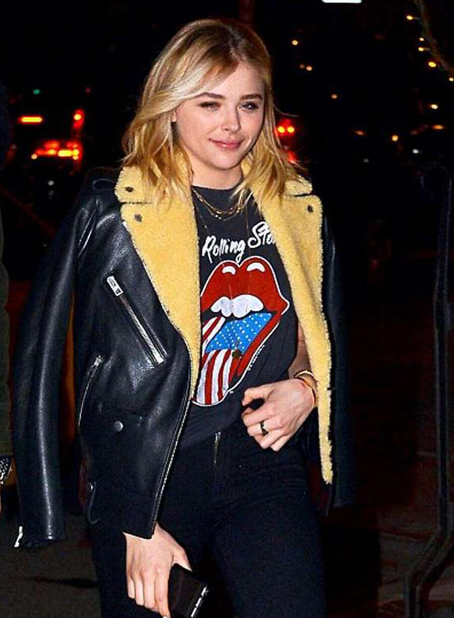 Harpoon Chloe Grace Moretz Inspired Black Leather Jacket - Chloe Grace Moretze Style