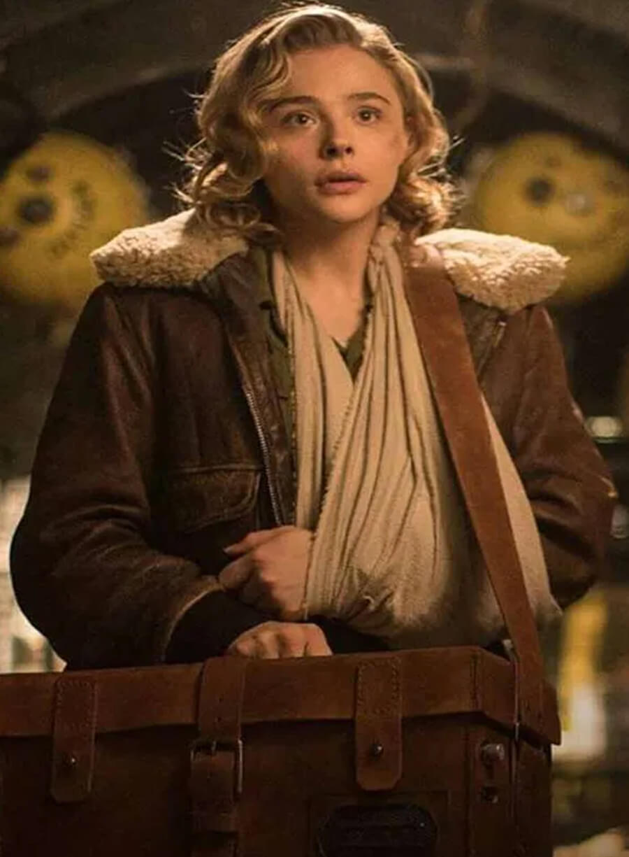 Harpoon Maude Garrett Inspired Brown Leather Jacket - Shadow in the Cloud Style