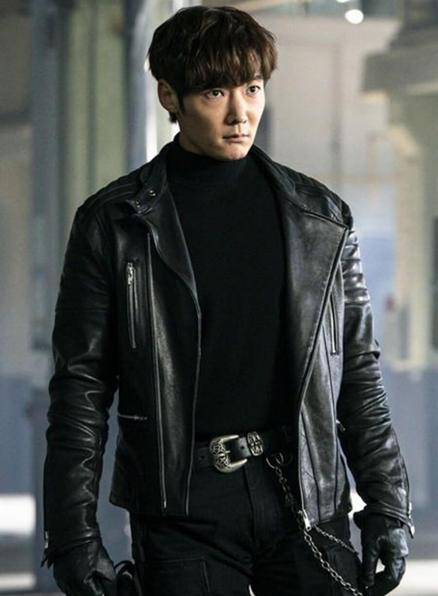 Harpoon Kang Ki-Beom Inspired Black Real Leather Biker Jacket - Rugal Style