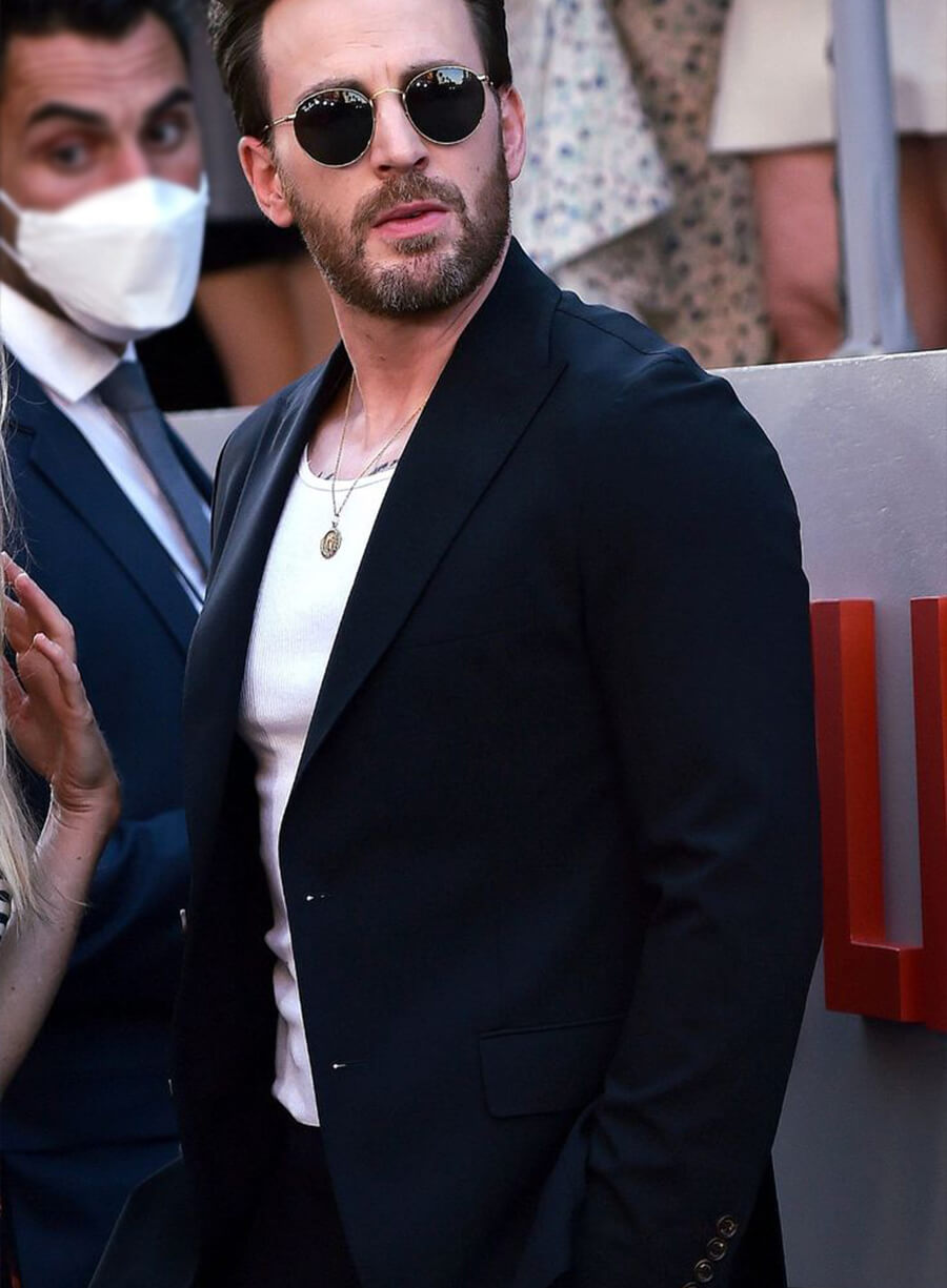 Harpoon Chris Evans Blazer Inspired Dark Blue Leather Jacket