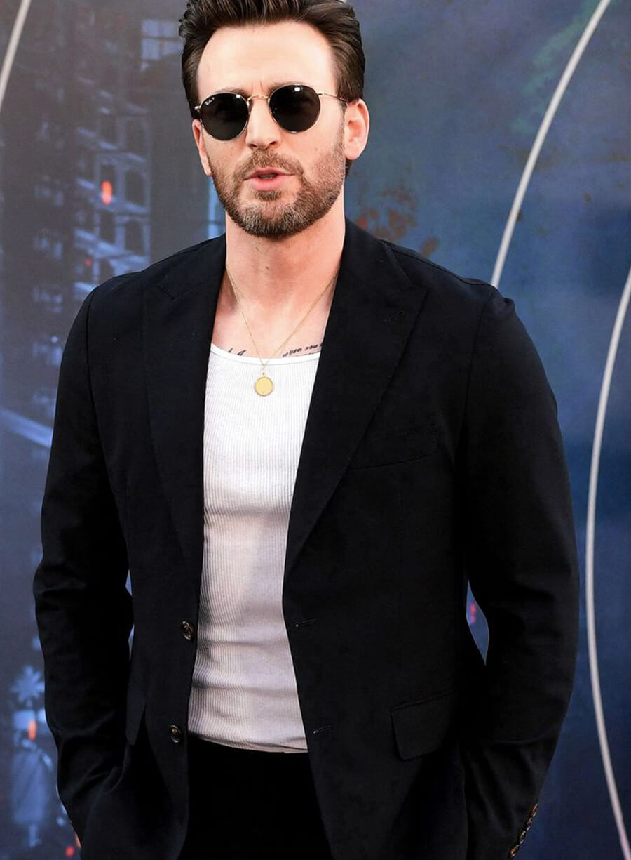 Harpoon Chris Evans Blazer Inspired Dark Blue Leather Jacket