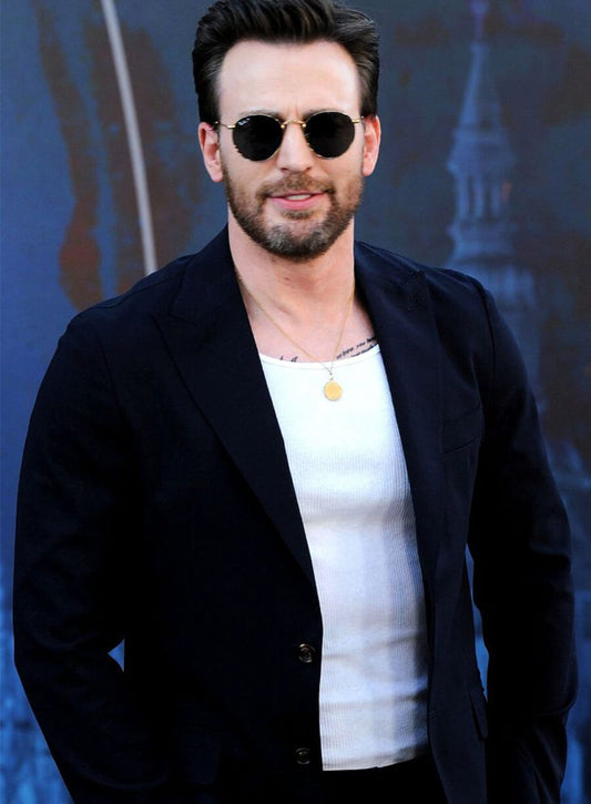Harpoon Chris Evans Blazer Inspired Dark Blue Leather Jacket