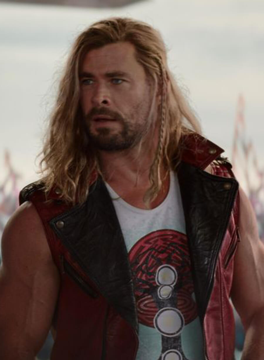 Harpoon Thor Inspired Red Leather Jacket - Thor Love and Thunder Style
