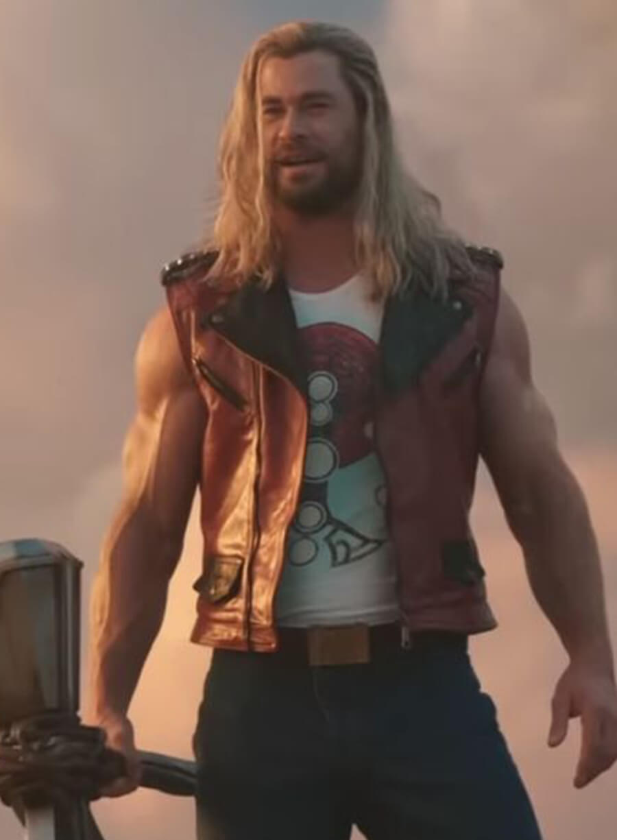 Harpoon Thor Inspired Red Leather Jacket - Thor Love and Thunder Style
