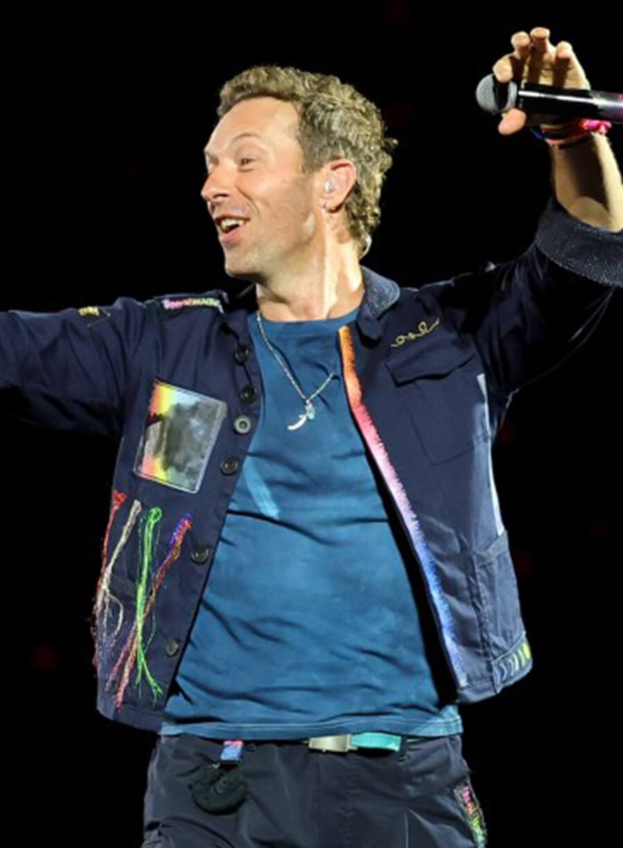 Harpoon Chris Martin Inspired Blue Cotton Fabric Cotton Jacket - Coldplay Concert 2025 Style