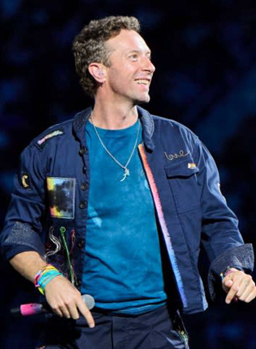 Harpoon Chris Martin Inspired Blue Cotton Fabric Cotton Jacket - Coldplay Concert 2025 Style